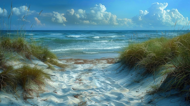Una escena pacífica de una playa de verano desierta