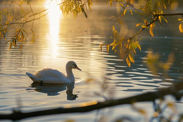 Una escena pacífica que captura la tranquilidad y la belleza de los entornos naturales