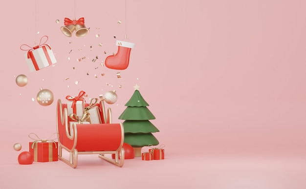 Escena de pantalla 3D para presentación de productos y cosméticos con concepto de Navidad y feliz año nuevo