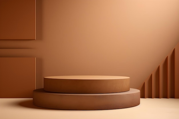 Escena de pared mínima abstracta para productos de maqueta que muestran un escenario marrón simple