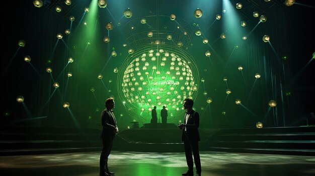 Foto una escena de la película con dos hombres en tuxedos en un escenario