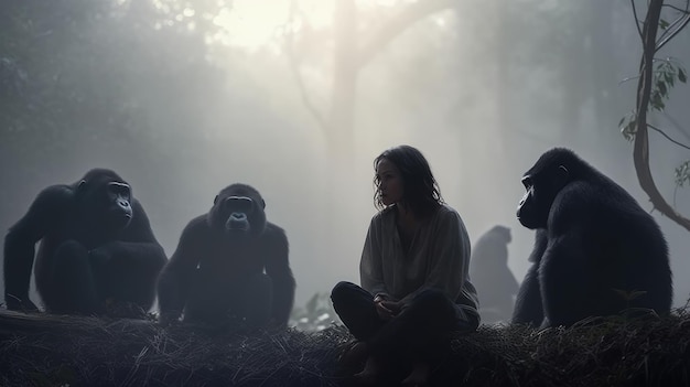 Una escena de la película gorilas.