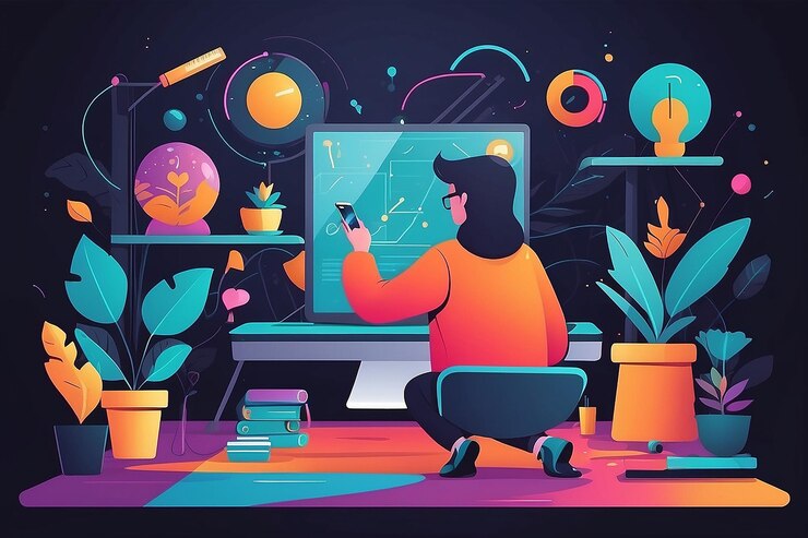 Foto una escena de una persona colaborando en un proyecto de arte digital