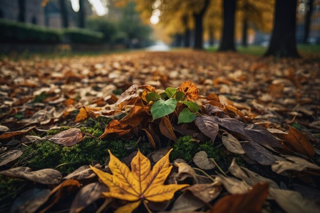 Escena de plantas de hojas de la temporada de otoño