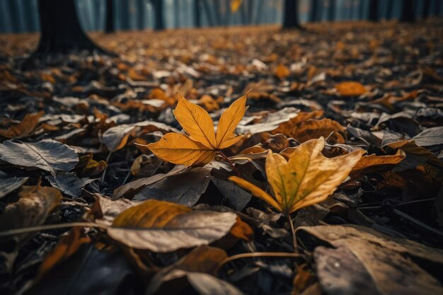 Escena de plantas de hojas de la temporada de otoño