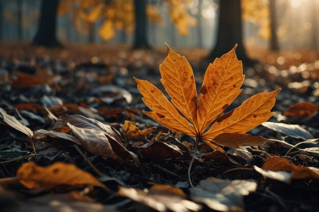 Escena de plantas de hojas de la temporada de otoño