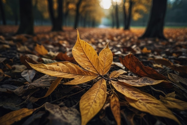 Escena de plantas de hojas de la temporada de otoño