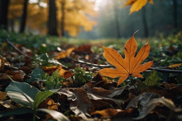 Escena de plantas de hojas de la temporada de otoño