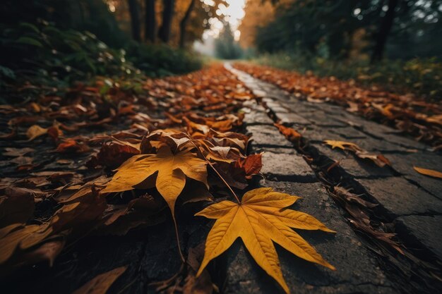 Escena de plantas de hojas de la temporada de otoño