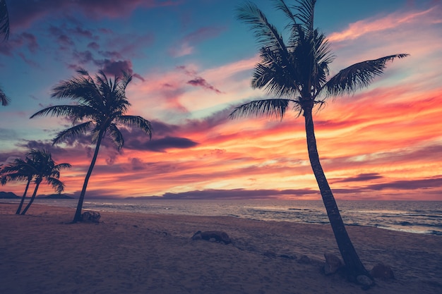 Foto escena de playa al atardecer para viajes inspiradores