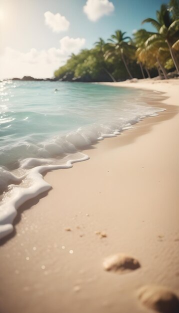 Foto una escena de la playa en una perspectiva de la arena al mar en un día de verano