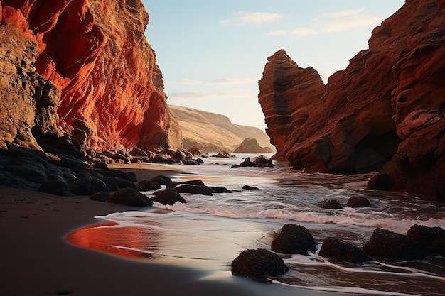 Escena de la playa roja