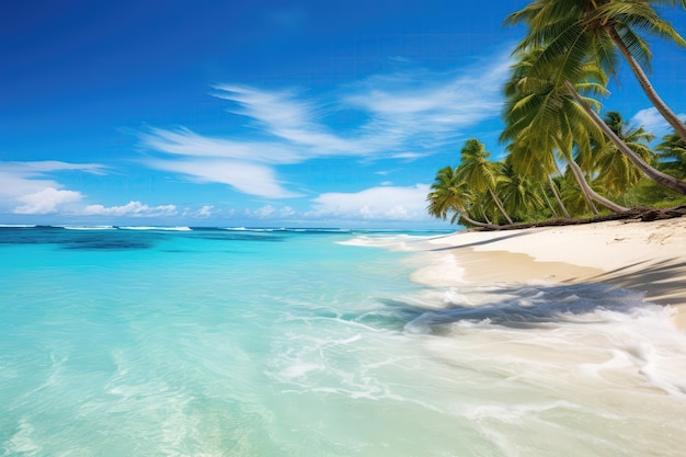 Escena de playa tropical con agua de océano turquesa AI generativa