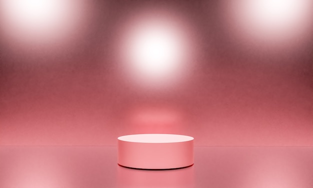 Foto escena con podio de color rosa para una presentación simulada en estilo minimalista con espacio de copia, diseño de fondo abstracto de render 3d