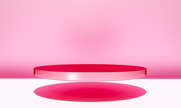 Escena con podio de color rosa para una presentación simulada en estilo minimalista con espacio de copia, diseño de fondo abstracto de render 3d