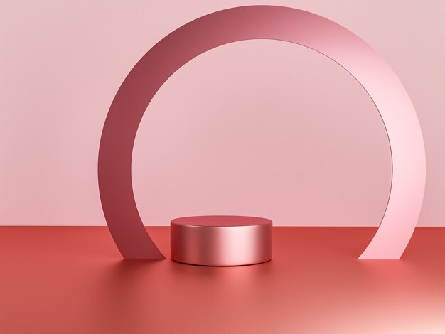 Escena con podio de color rosa para una presentación simulada en estilo minimalista con espacio de copia, diseño de fondo abstracto de render 3d