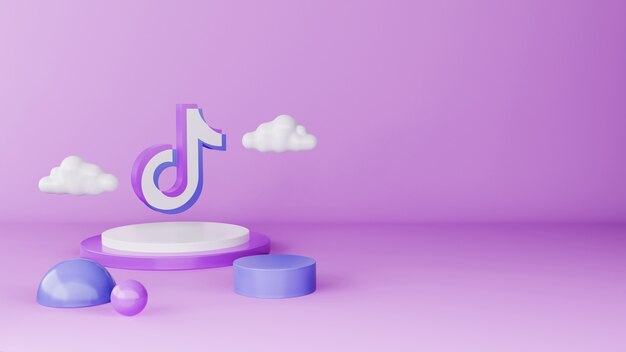 Escena de podio minimalista 3D de Tiktok con tema de color pastel de espacio de copia