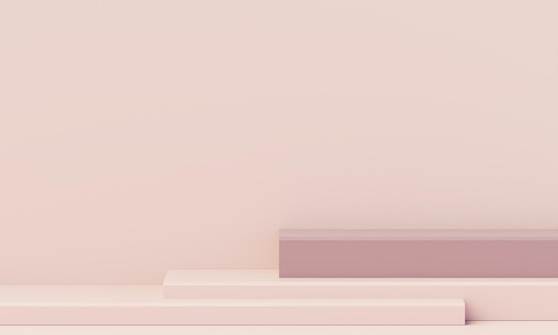 Escena con podio de pedestal de paso vacío de composición para presentación de producto cosmético fondo abstracto Mockup Forma geométrica en colores pastel Diseño mínimo espacio vacío ilustración 3d
