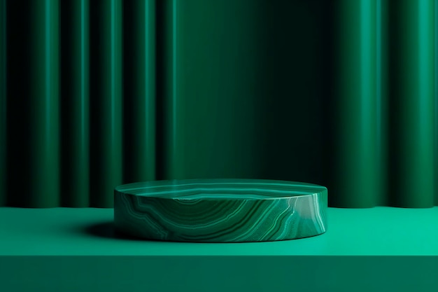 Escena de podio de piedra redonda verde malaquita 3d