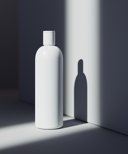 Foto escena de presentación de cosmética natural. colocación de productos. fondo blanco con sombras oscuras. contenido de blog de ilustración 3d