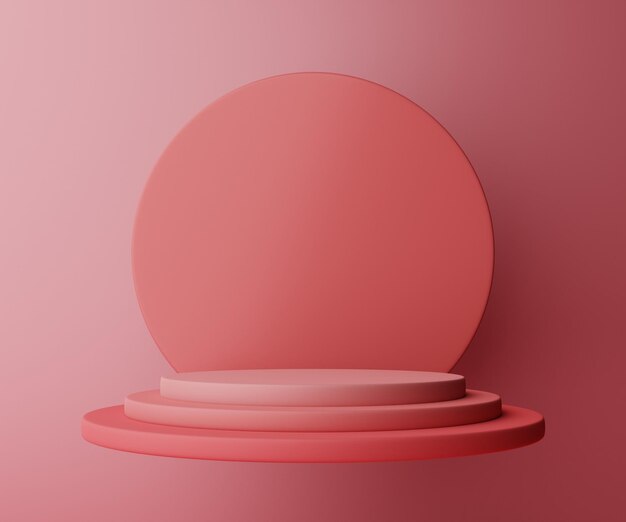 Escena de producto de diseño simple de podio rosa en renderizado 3D