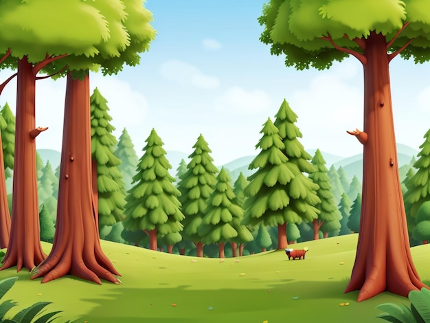 Escena de pueblo de vector libre de estilo de animación 3D con paisaje de fondo natural