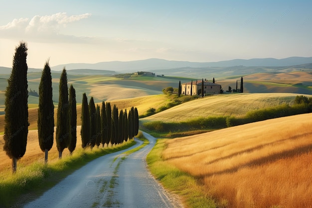 Foto escena rural en toscana italia en el día de otoño