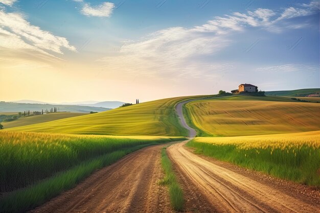 Foto escena rural en la toscana, italia