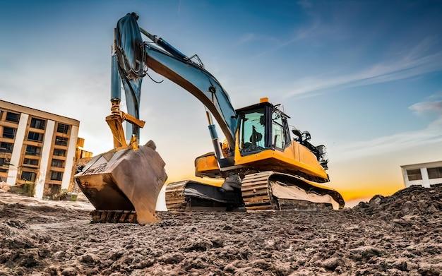 Foto escena de un sitio de construcción con una máquina