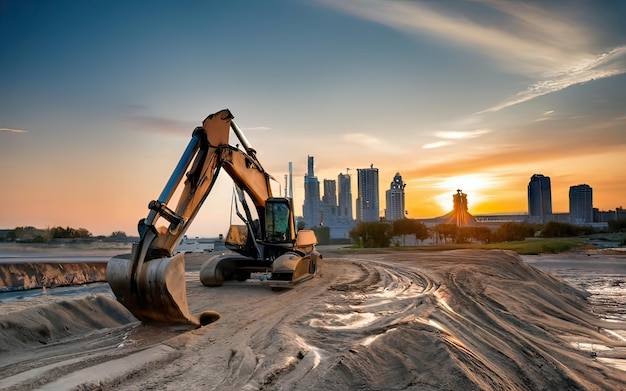 Foto escena de un sitio de construcción con una máquina