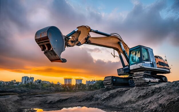 Foto escena de un sitio de construcción con una máquina