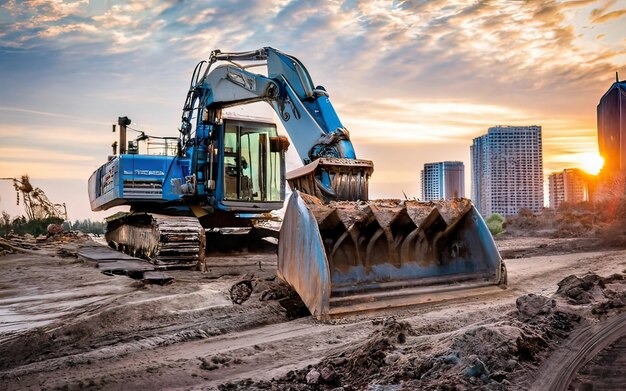 Escena de un sitio de construcción con una máquina