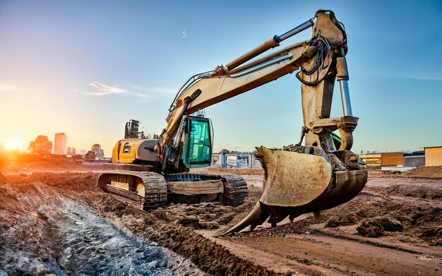 Foto escena de un sitio de construcción con una máquina