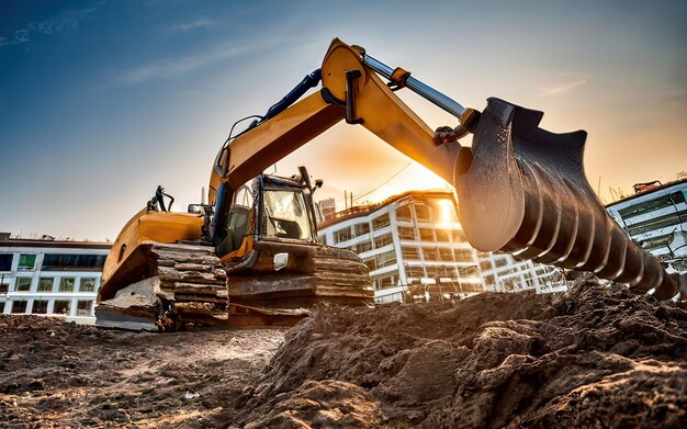 Foto escena de un sitio de construcción con una máquina