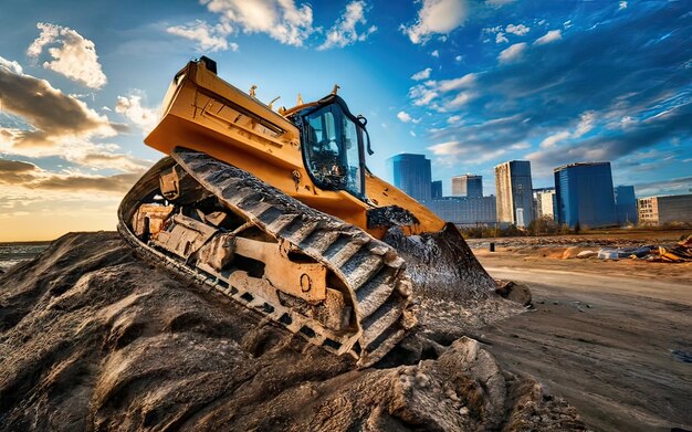 Foto escena de un sitio de construcción con una máquina