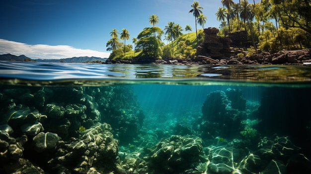 escena submarina con peces y arrecifes de coral en arrecifes tropicales