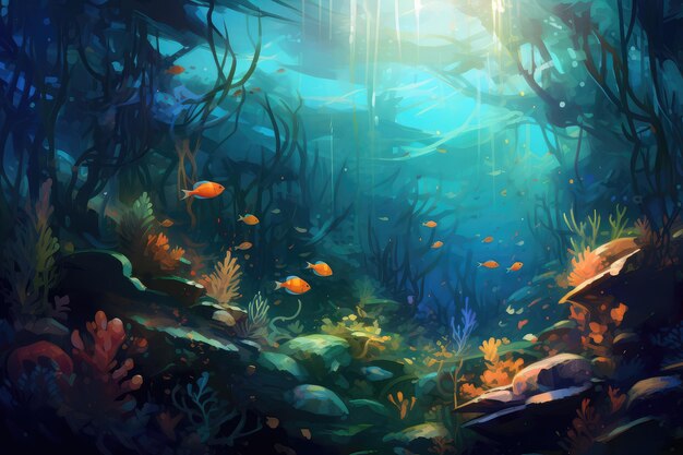 escena submarina con peces