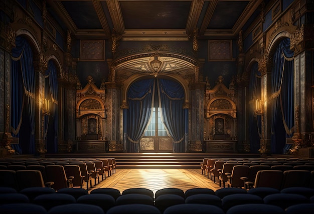una escena de teatro 3D en el estilo de texturas de lujo