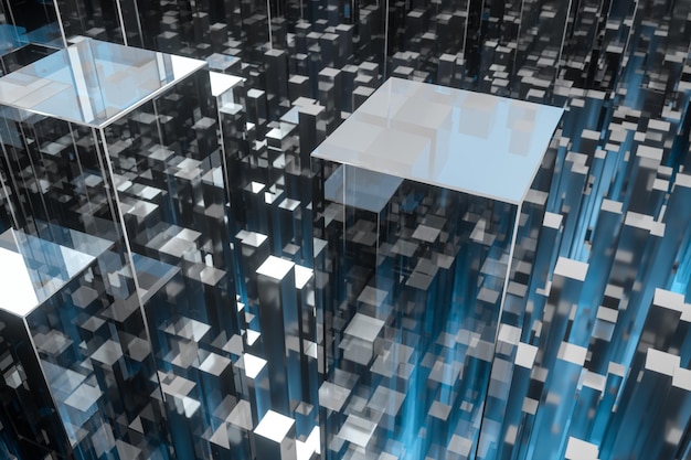 escena técnica compuesta por columnas repetitivas renderización 3D