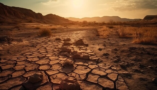 Escena tranquila de acantilado erosionado al atardecer generada por IA