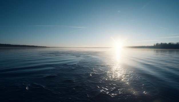 Escena tranquila de belleza en la naturaleza el agua azul refleja el cielo del atardecer generado por la inteligencia artificial