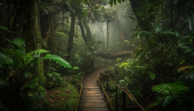 Escena tranquila en el misterio de la selva tropical aguarda generada por IA