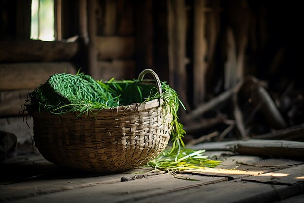 Foto una escena vibrante se desarrolla en la madera desgastada