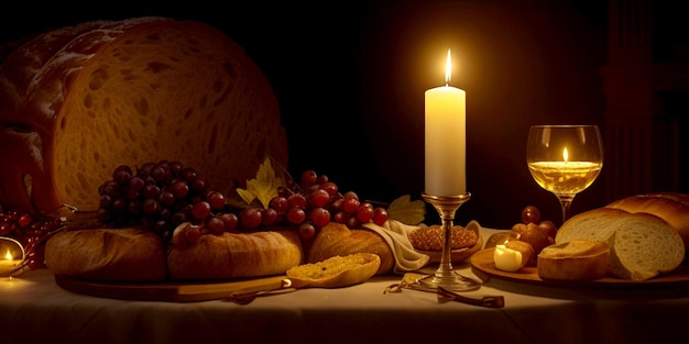 Foto escena de la vida de jesucristo jesucristo sentado en una silla jesucristo distribuyendo comida