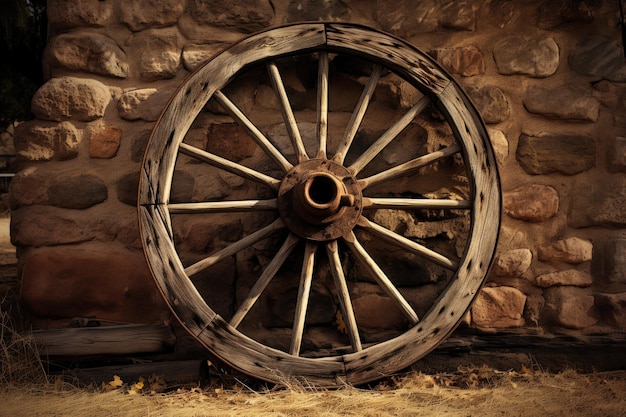 Foto la escena de la vieja rueda rústica rural genera ai