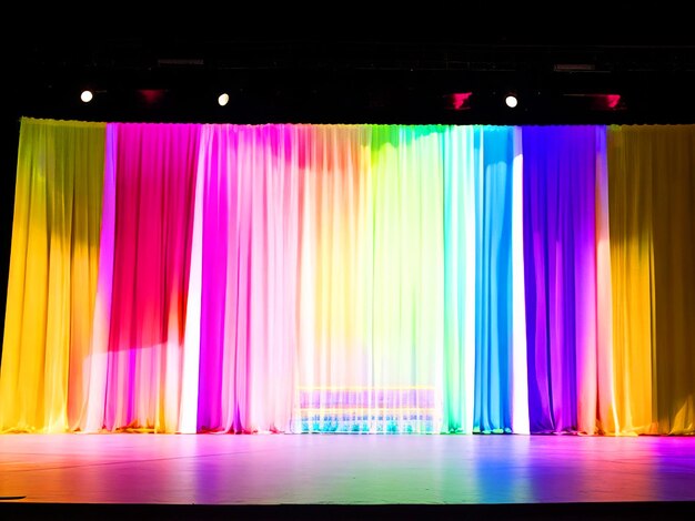 un escenario colorido con una cortina blanca que dice imagen