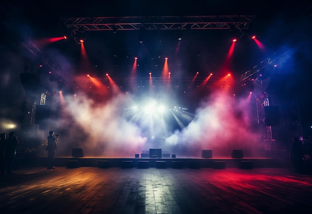 Escenario de concierto con focos Luces de colores Humo