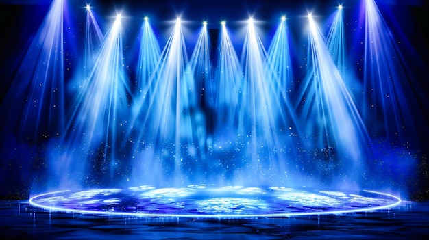 Escenario de concierto con luces brillantes Abstracto Concepto de entretenimiento y actuación Espectáculo oscuro Fondo