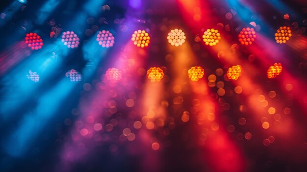 Escenario de concierto con luces coloridas y efecto bokeh concepto de actuación vibrante