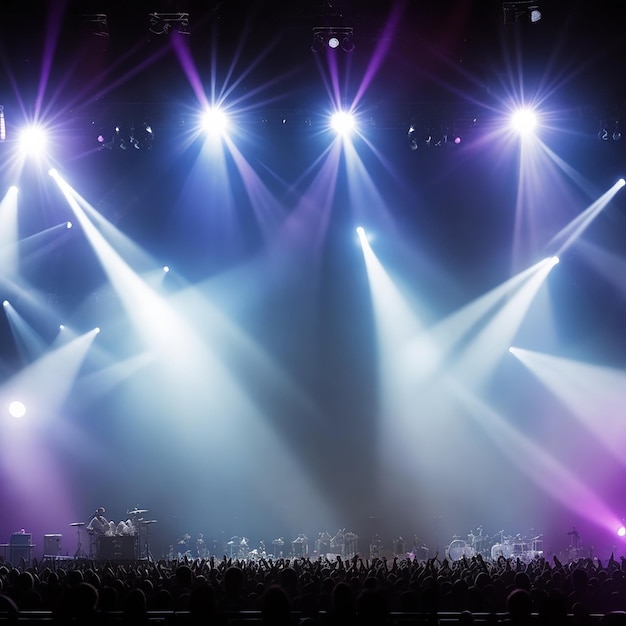 Escenario de conciertos en instrumentos musicales de festivales de rock generados por IA